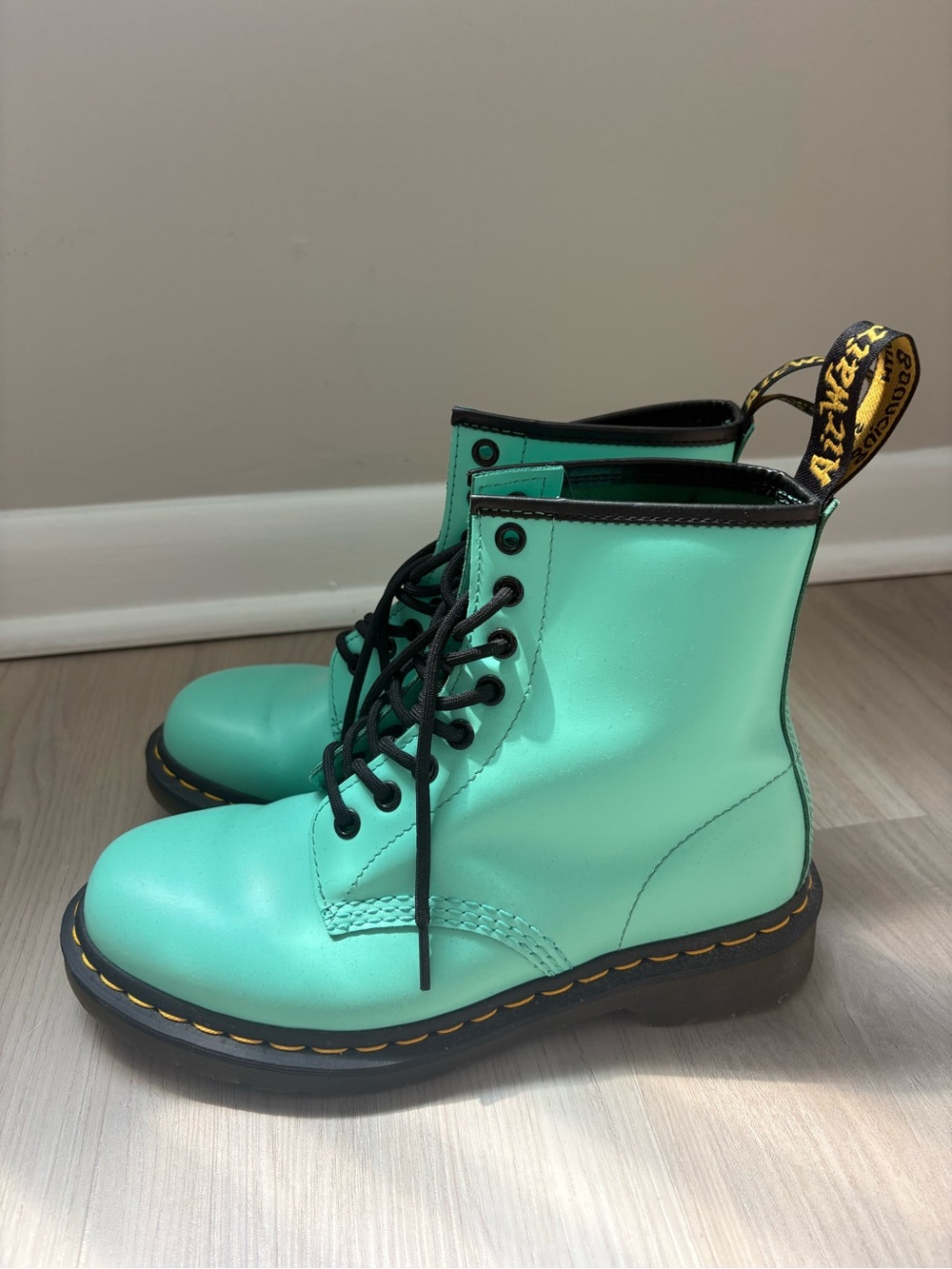 Never Worn Dr. Martens Women's Lace-Up Boots in Mint Green - Picture 3 of 5